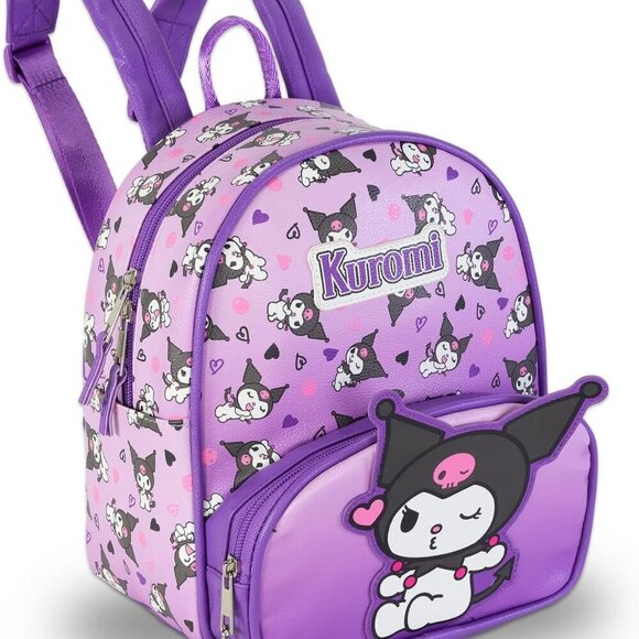Mini Backpack Faux Leather 10in Kuromi Bundle with Bookmark for Women main image 6